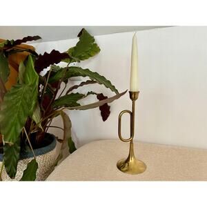 Vintage Trumpet Horn Candlesticks Brass Musical Instruments Metal Bugles Classic
